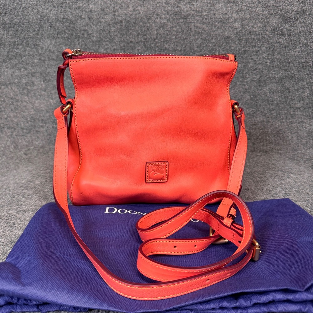 Dooney & Bourke Florentine Leather Laurel Crossbody Bag Purse Salmon Pink Bright
